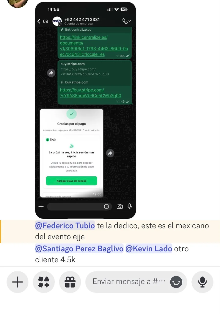 Pago de cliente confirmado vía Stripe